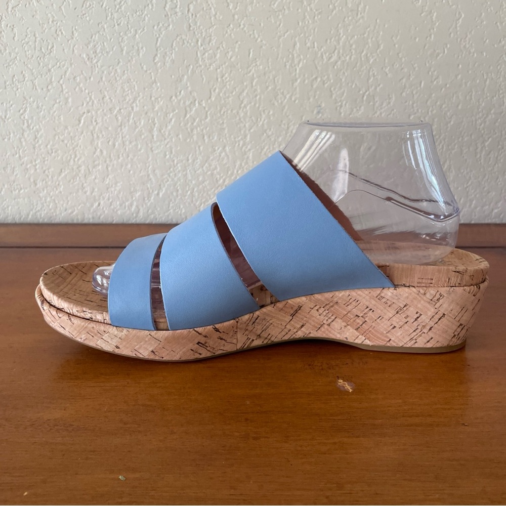 Kork-Ease Womens Menzie Slides Sandals Cork Wedge Heel Blue Leather Size 10M - Picture 5 of 16